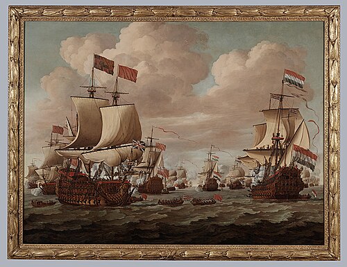 Ontmoeting tussen de Nederlandse en Engelse vloot met de Prince en de Gouden Leeuw, 1684, Willem Van de Velde le Jeune