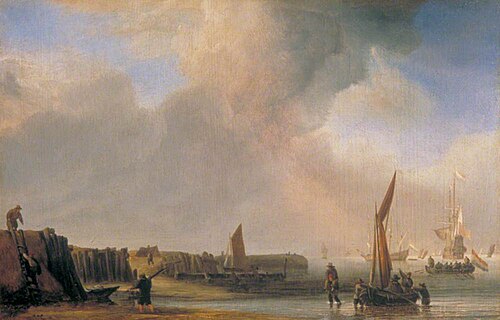A Weyschuit Coming Ashore near Den Helder, Holland, 1655, Willem Van de Velde le Jeune
