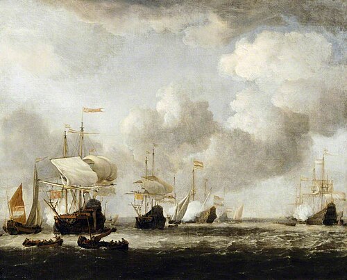 A Dutch Fleet Coming to Anchor in a Breeze, 1665, Willem Van de Velde le Jeune