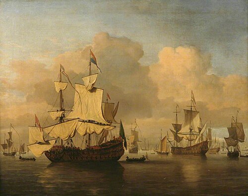 Dutch Men O'War in a Calm Sea with Numerous Other Ships, , Willem Van de Velde le Jeune
