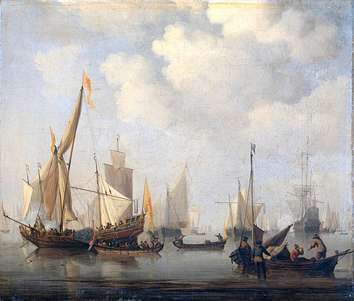Ships in a calm, 1700, Willem van de Velde the Younge