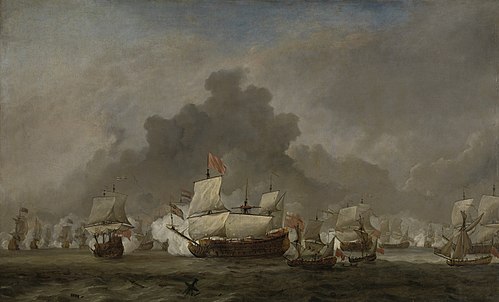 The skirmish of Michiel Adriaensz de Ruyter against the duke of York, commanding the 'Royal Prince'd, 1691, Willem van de Velde the Younge