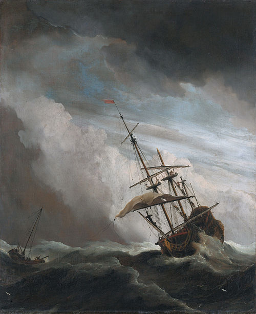 A Ship on the High Seas Caught by a Squall, Known as ‘The Gust’, 1680, Willem van de Velde the Younge