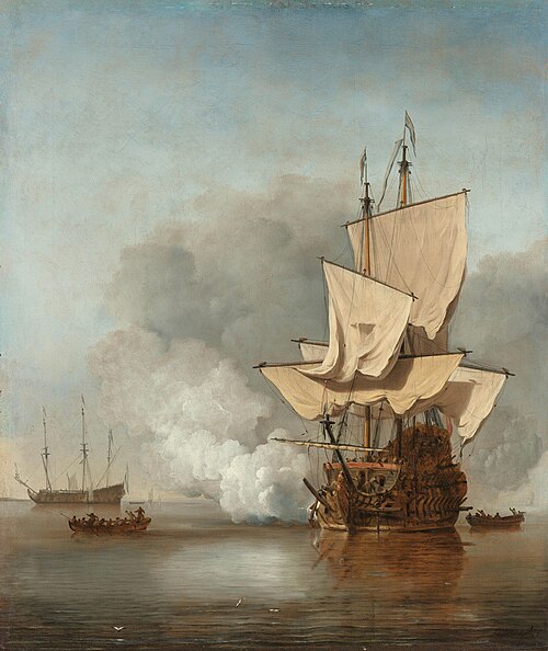The Cannon Shot, 1680, Willem van de Velde the Younge