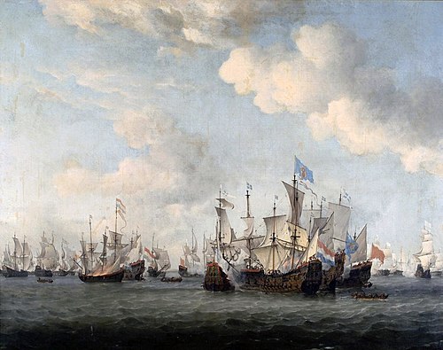 Naval battle between Dutch and French merchant ships, 1673, Willem van de Velde the Younge
