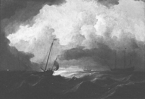 Schepen op een ruwe zee, , Willem van de Velde the Younge