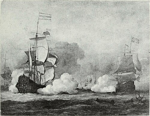 The Dutch Ship Gouden Leeuw Engaged with an English Flagship in a Fleet Action, 1686, Willem Van de Velde le Jeune