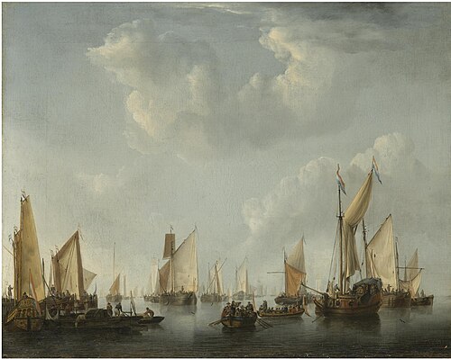 Still Water with a States Yacht, 1655, Willem van de Velde the Younge