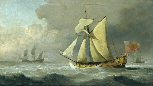 The Cleveland Yacht at sea in a fresh breeze, 1678, Willem Van de Velde le Jeune