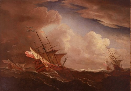English Ships at Sea Beating to Windward in a Gale, 1690, Willem van de Velde the Younge