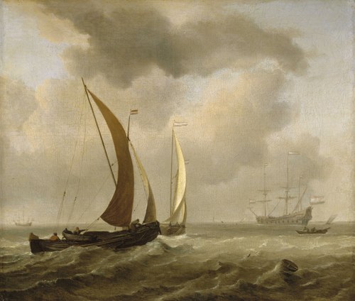 Two Kaags at Sea Before a Fresh Breeze, , Willem van de Velde the Younge