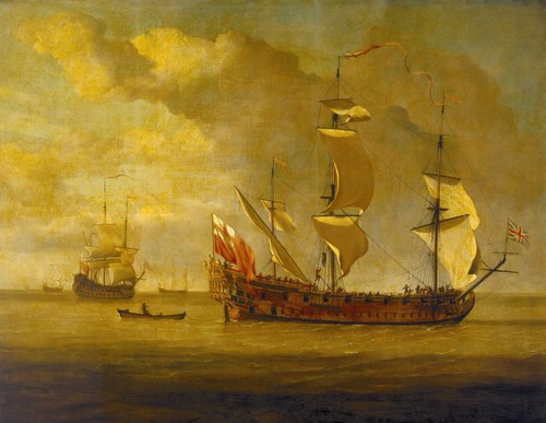The ‘Charles Galley’ before a light breeze, 1677, Willem van de Velde the Younge
