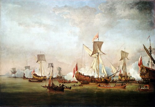 The Departure of William of Orange and Princess Mary for Holland, November 1677, 1677, Willem van de Velde the Younge