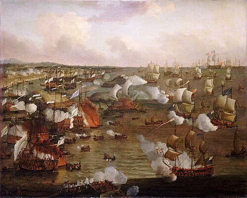 The Burning of French ships at the Battle of La Hogue, 23 May 1692, , Willem van de Velde the Younge