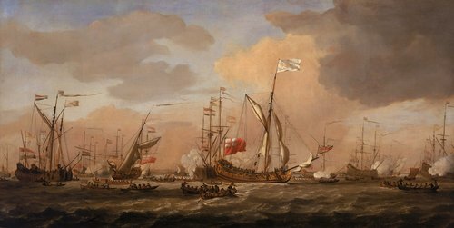 'The Mary', Yacht, Arriving with Princess Mary at Gravesend in a Fresh Breeze, 12 February 1689, 1689, Willem van de Velde the Younge