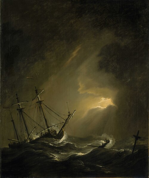A small Dutch ship riding out a storm, , Willem van de Velde the Younge