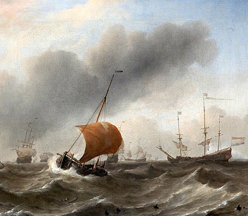 Dutch Shipping in a Heavy Swell with a Small Hoeker, 1680, Willem Van de Velde le Jeune