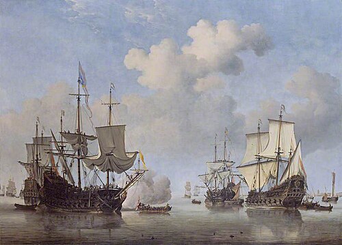 Calm: Dutch Ships Coming to Anchor, 1655, Willem van de Velde the Younge