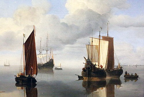 Calm: Fishing Boats under Sail, 1660, Willem van de Velde the Younge