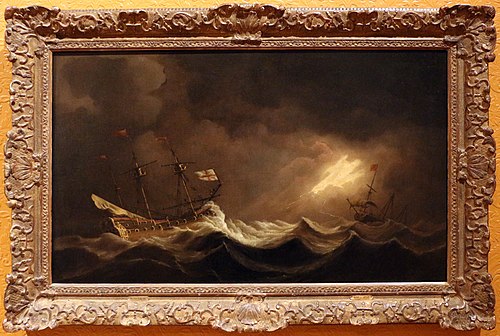 Ships in a Storm, 1670, Willem van de Velde the Younge