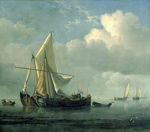 Two Ships at Anchor, 1670, Willem van de Velde the Younge