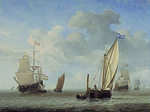 Vessels in a Breeze, 1655, Willem van de Velde the Younge