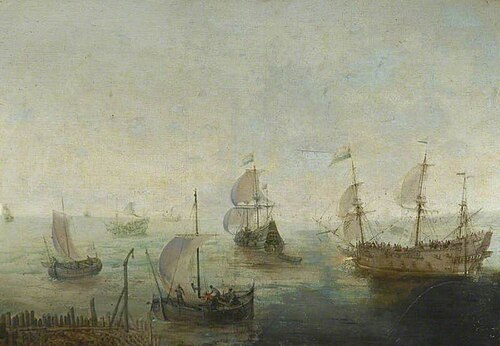 A Warship and Other Vessels, 1690, Willem van de Velde the Younge