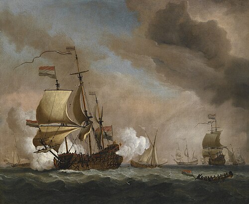 Dutch Flagship in a Fresh Quartering Breeze, 1691, Willem van de Velde the Younge