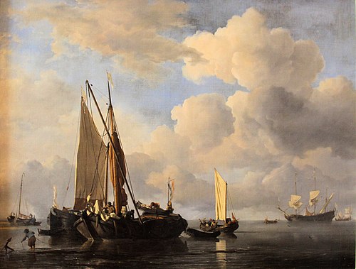 Fishing Boats In-shore in a Calm Sea, 1680, Willem van de Velde the Younge