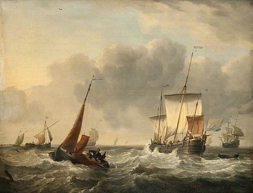 A Dutch Fishing Buss under Sail, with Other Vessels in a Breeze, 1670, Willem Van de Velde le Jeune