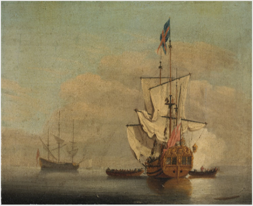 Calm: an English Sixth-rate Ship Firing a Salute, , Willem van de Velde the Younge