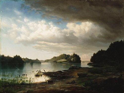 Finskt insjölandskap, 1854, Werner Holmberg