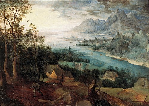 Paysage fluvial avec la parabole du semeur, 1557, Pieter Brueghel l'Ancien