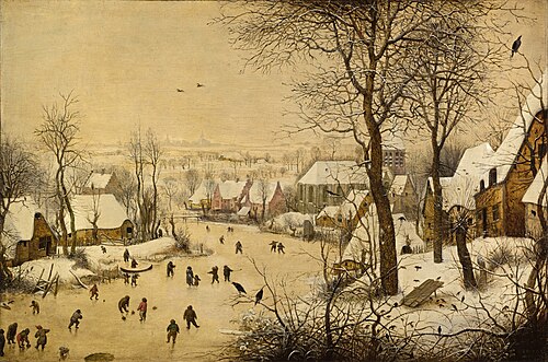 Paysage d'hiver avec patineurs et trappe aux oiseaux, 1565, Pieter Brueghel l'Ancien