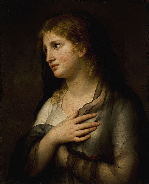 Une femme couverte d’un voile noir, demi-figure, 1798, Marie-Geneviève Bouliard