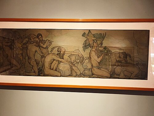 Nuestros Dioses (Warriors) left panel, 1915, Saturnino Herrán