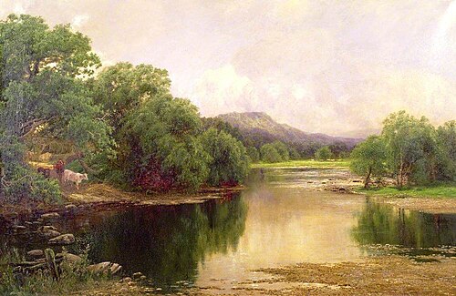 The Golden Vale (Junction of the Wye and Irfran near Builth Wells, Powys), 1895, John Clayton Adams