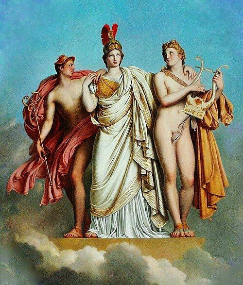 Minerva between Apollo and Mercury, 1814, Anne-Louis Girodet