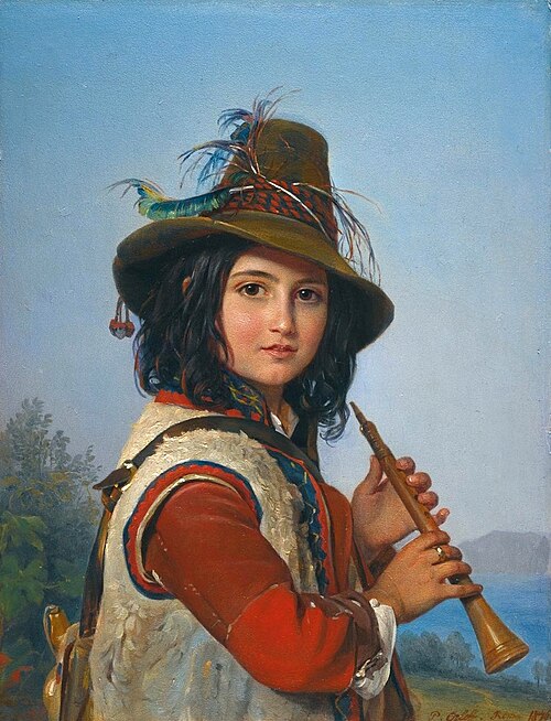 Portrait of an Italian shepherd boy with a flute, 1846, Pimen Nikitich Orlov