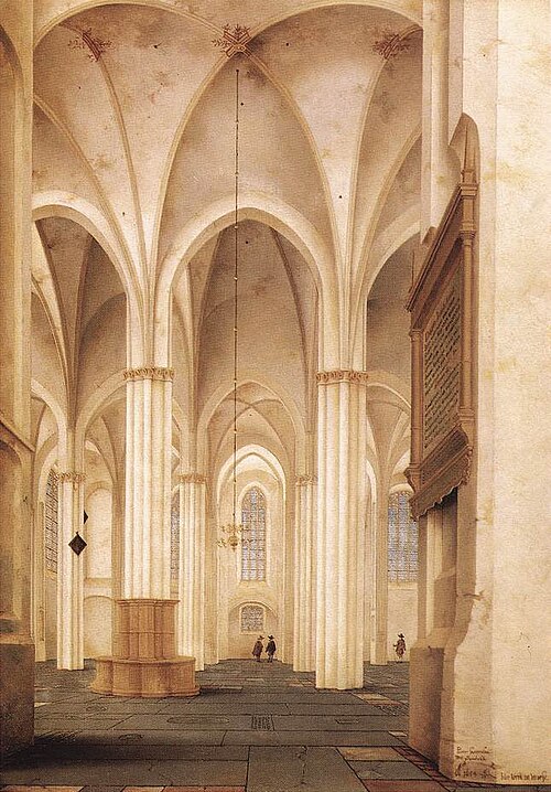 The Nave of the Buurkerk in Utrecht from South to North, 1654, Pieter Jansz Saenredam
