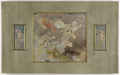 Esquisse pour le salon des Lettres de l'Hôtel de Ville de Paris : La Méditation (plafond latéral), 1893, Jules Lefebvre