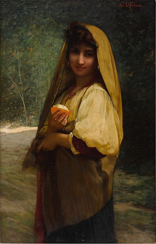 An Italian girl with an orange, 1912, Jules Lefebvre