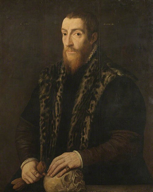 Portrait of a Man with a Skull, 1550, Pieter Coecke van Aelst