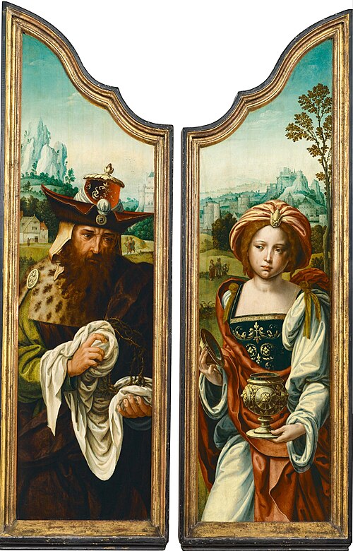 Triptych: (right wing) Mary Magdalen (left wing) Joseph of Arimathaea, 1533, Pieter Coecke van Aelst