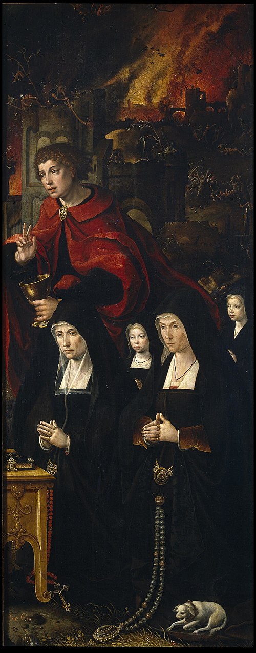 Saint John the Evangelist with Two Ladies and Two Girls (front). Saint Hadrian (reverse), 1532, Pieter Coecke van Aelst