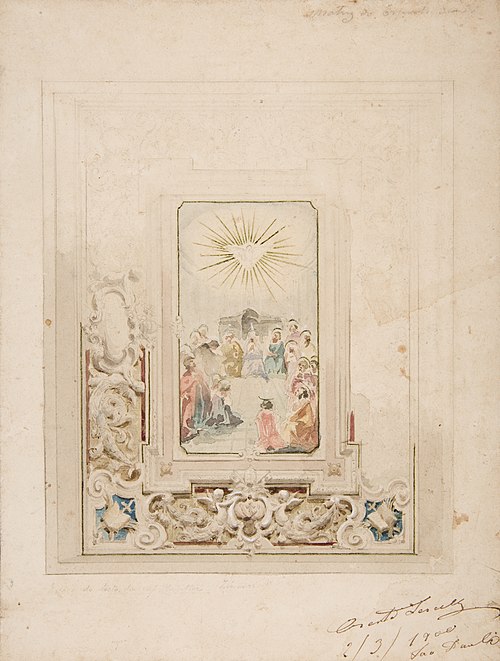 Matriz do Espírito Santo esboço do tecto da Capella Mor (Zimborio), 1900, Oreste Sercelli
