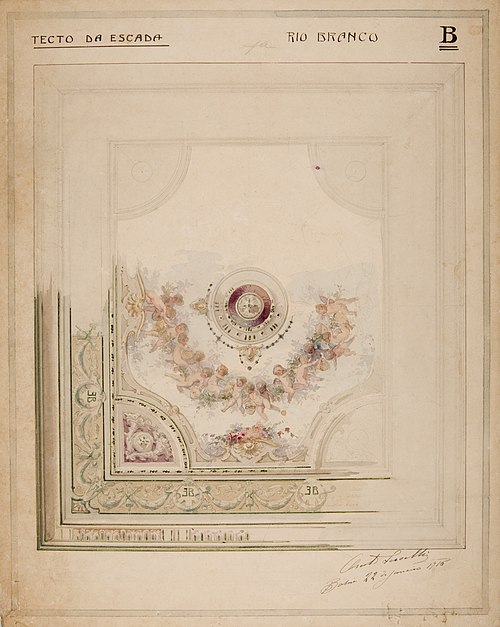Tecto da escada Rio Branco, 1916, Oreste Sercelli