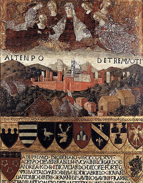 La Vierge protège Sienne pendant les tremblements de terre, 1467, Francesco di Giorgio Martini