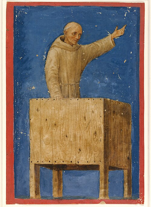Saint Bernardino Preaching from a Pulpit, 1470, Francesco di Giorgio Martini