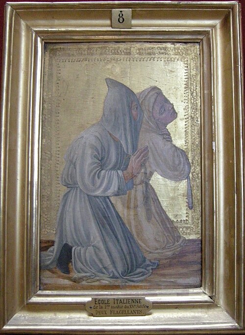 Deux flagellants agenouillés, 1460, Francesco di Giorgio Martini